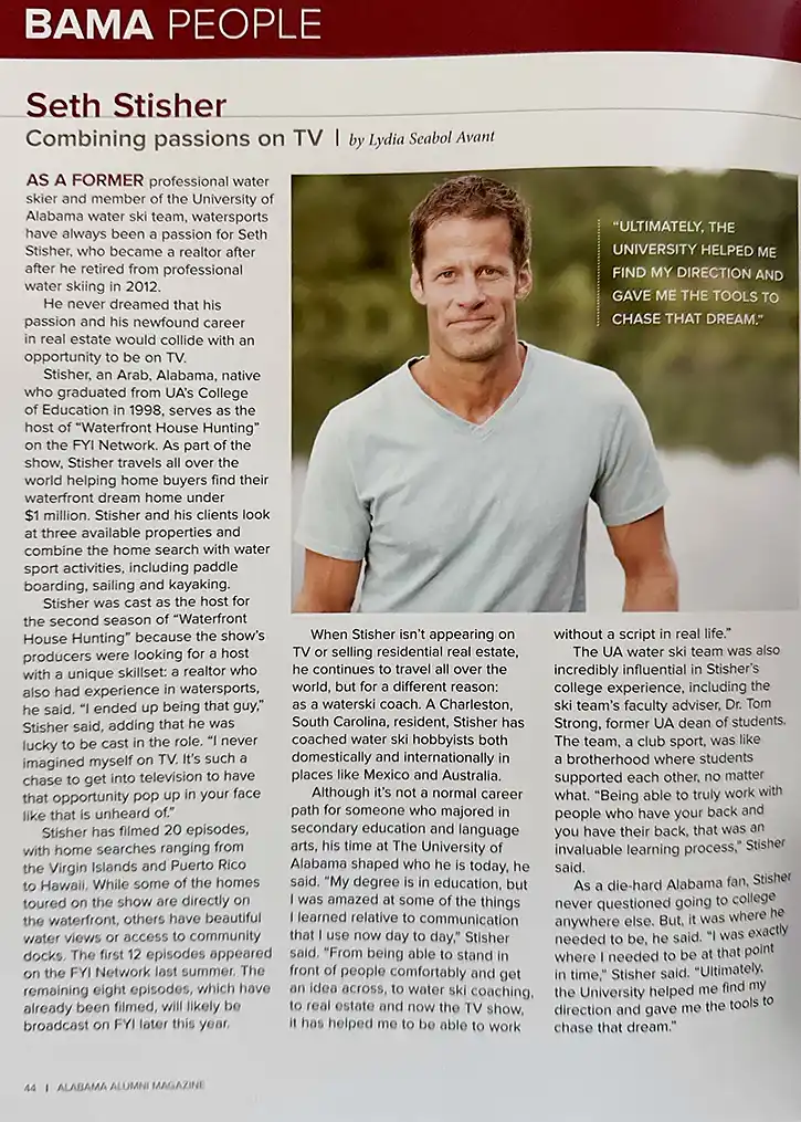 Alabama Alumni Article on Seth Stisher